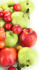 Assortment of juicy fruits, isolated on white