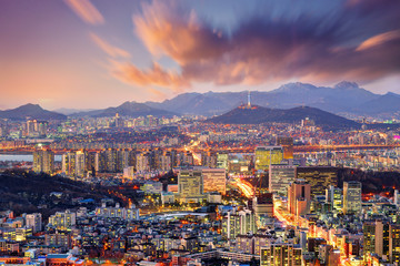 Fototapeta premium Downtown Seul, Korea Południowa