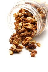 Heap of walnuts in container