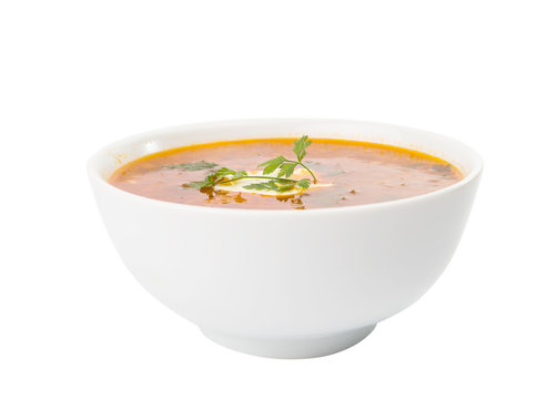 soup with sour cream isolated