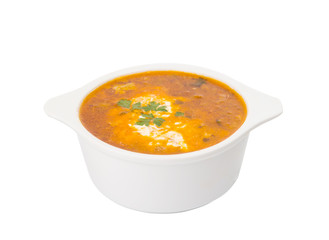 soup with sour cream isolated