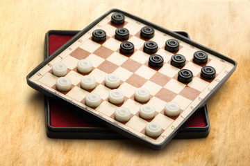Travelling draughts on aged background