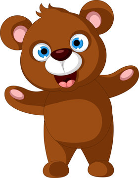 baby brown bear cartoon posing