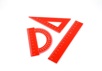 Triangle, protractor and ruler