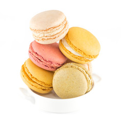 Colorful macaroons isolated on white background