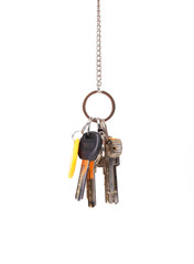 Bunsh of keys hanging on a chain.