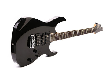 Obraz na płótnie Canvas Piękna czarna gitara elektryczna