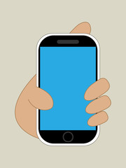 blank screen smart phone in the hand