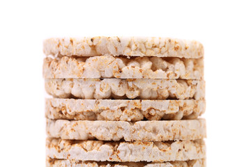 Stack of corn crackers. Close up.