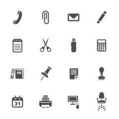 Office supplies icons set
