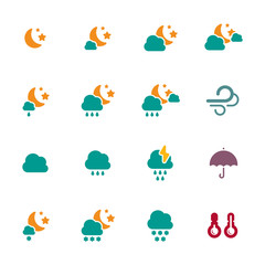 weather night icons set