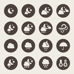 Weather night icons set