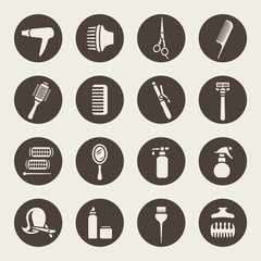 Hairdressing equipment icons