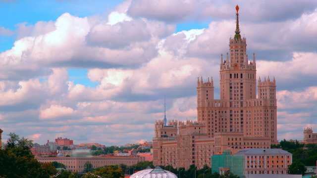 skyscraper embankment Moscow time lapse