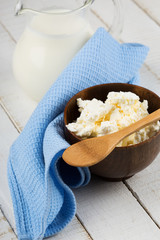 Dairy products - cottage cheese, milk.