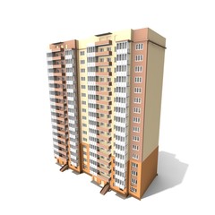 Modern building on white background, 3D render.