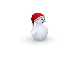 snowman with Santa Claus hat isolated on white background