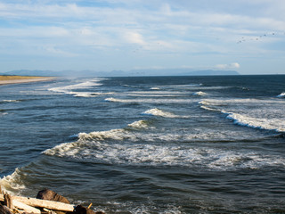Ocean Waves on the Shore at Dusk