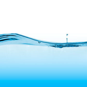 Blue Waterline. Drops of Water