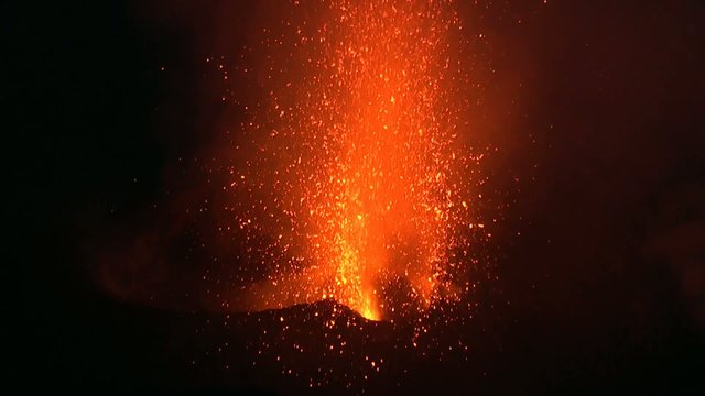 Strong eruption of a volcano