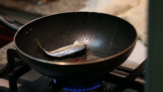 Fried fish on pan