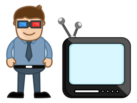 3D Smart TV - Business Cartoons Vectors