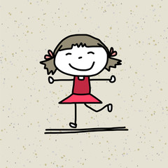 hand drawing cartoon happy kids