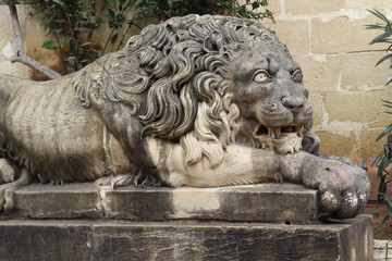 Fototapeta na wymiar Lion monument in President Palace, Malta