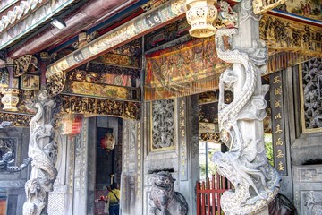 A dragon pole in the Dalongdong Baoan Temple, Taipei,Taiwan