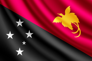 Waving flag of Papua New Guinea, vector