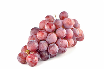 Bunch red grapes isolated on white