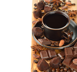 Coffee, chocolate and spices