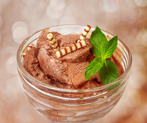 Chocolate ice cream with mint