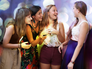 Beautiful student girls during phone call