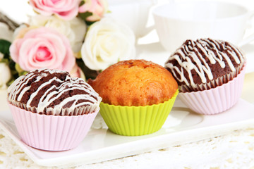 Sweet cupcakes close up