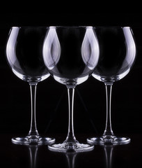 empty wine glass in black background