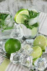 Glasses of cocktail with ice