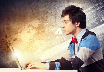 Businessman using laptop