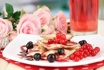 Tasty  sweet dumplings with fresh berries