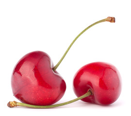 Two heart shaped cherry berries