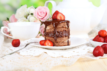 Chocolate cake with strawberry