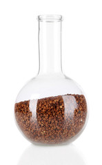 Groats in test tube isolated on white