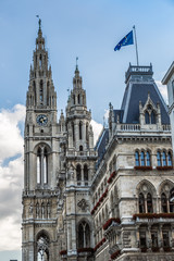 Fototapeta premium Close up Tall gothic building of Vienna city hall, Austria