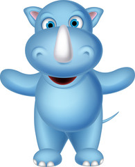 cute baby rhino cartoon posing