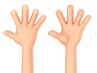 3d render of a hand showing five fingers