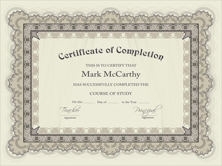 Horizontal certificate template