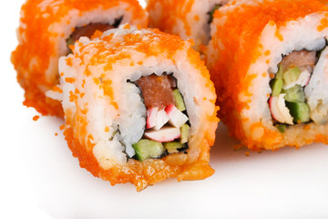 delicious sushi isolated on white