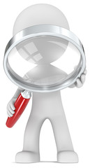 Magnifying Glass.The Dude with magnifying glass.Red handle.