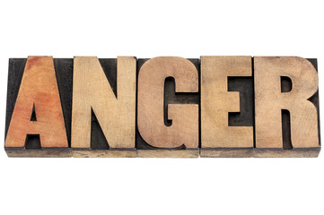 anger word in wood type