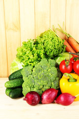 Fresh vegetables on wooden background